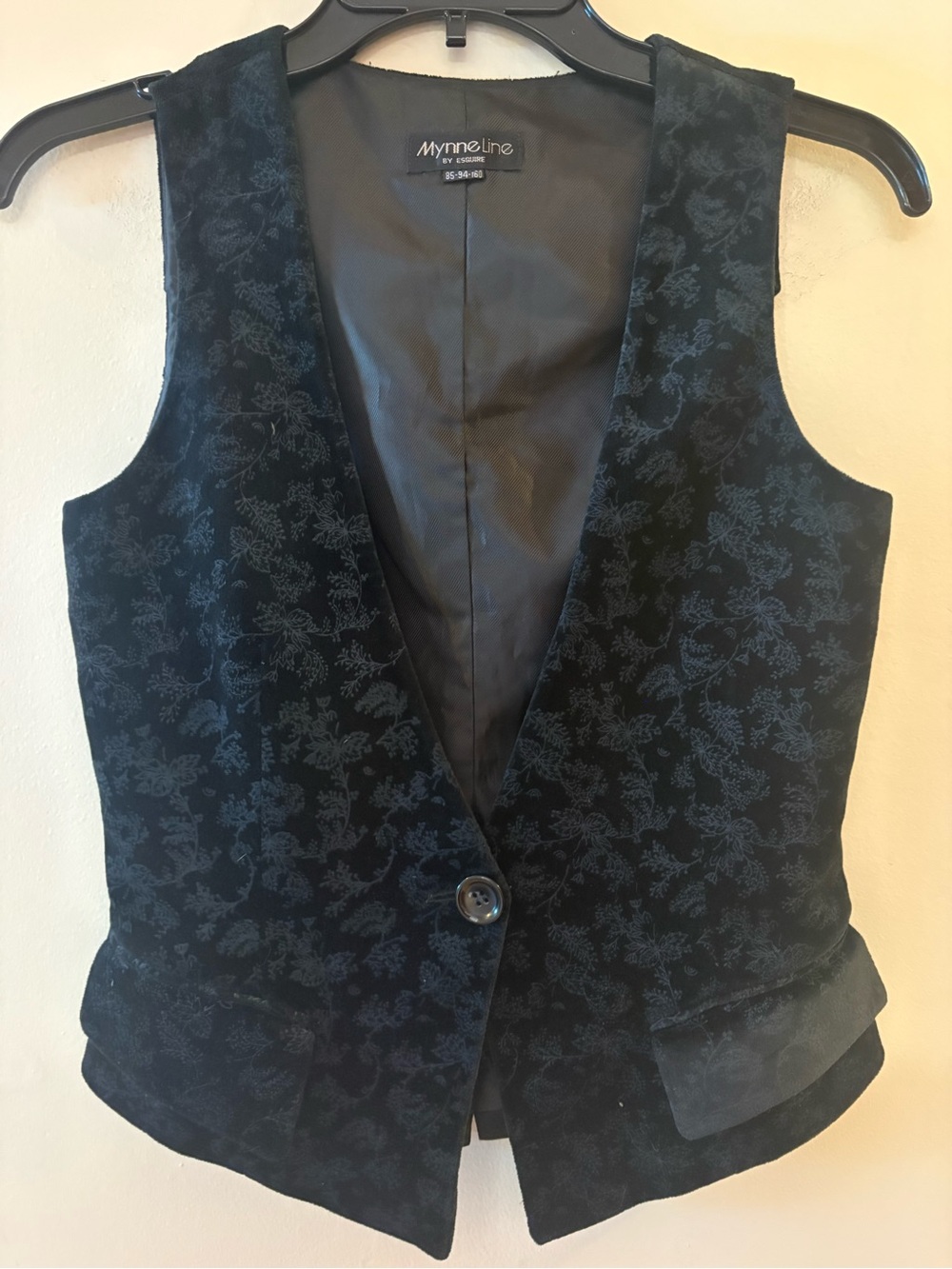 VTG Mynne Line Velvet Floral Vest Whimsigoth Goth, approx Sz XS